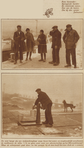 872865 Collage van 2 foto's betreffende het Merwedekanaal bij de sluizen te Utrecht in winterse omstandigheden, met ...